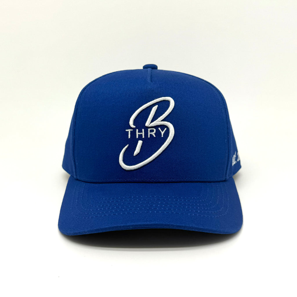 Blue THRY hat alternate view