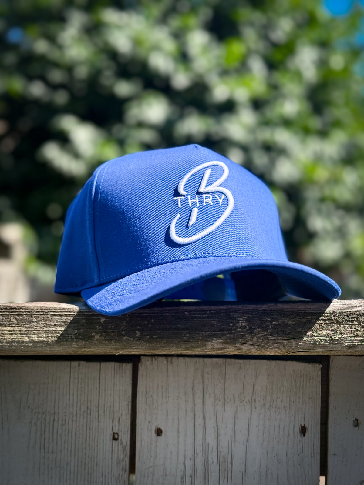 Blue THRY hat lifestyle image
